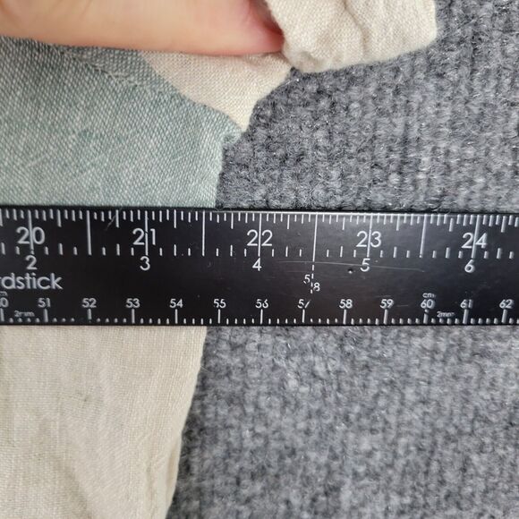 J ROBERTS Blue Beige Striped Linen Cotton Coconut Button Top SIZE MEDIUM - Picture 8 of 8